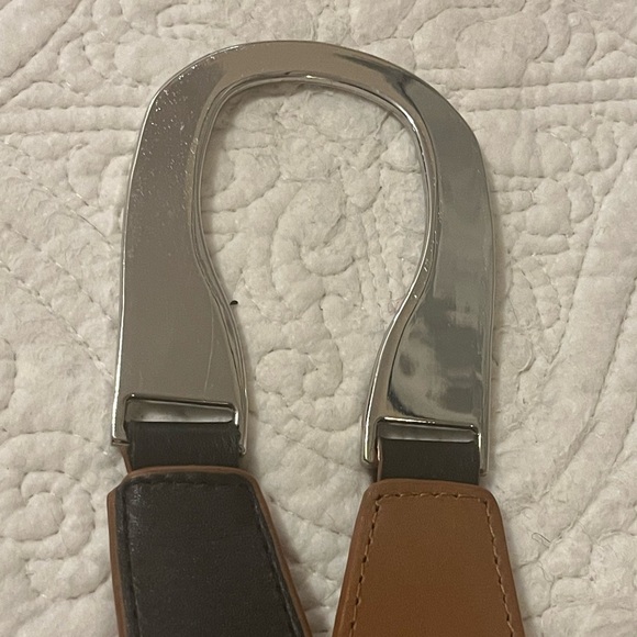 Lafayette 148 New York Two-Tone Black and Tan Belt, size Large